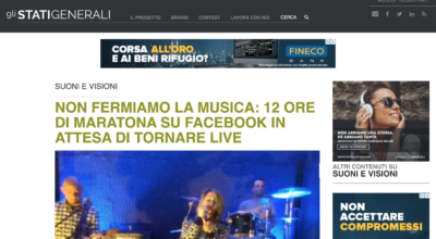 NON FERMIAMO LA MUSICA: 12 ORE DI MARATONA SU FACEBOOK IN ATTESA DI TORNARE LIVE